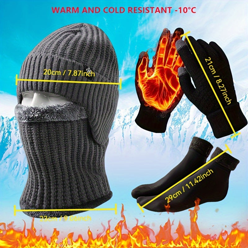 Winter Warm Knit Set for Men (4-Piece)
