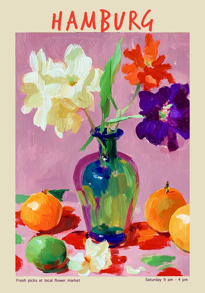 Hamburg Local Flower Market Art Poster
