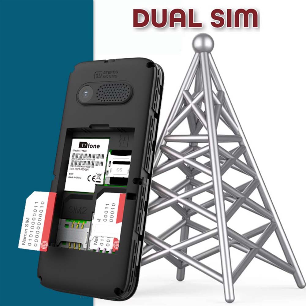 TTfone TT150 Black Dual SIM with Mains Charger, EE Pay As You Go