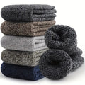 5 Pairs of Thick Solid Crew Socks for Men - Winter Essentials