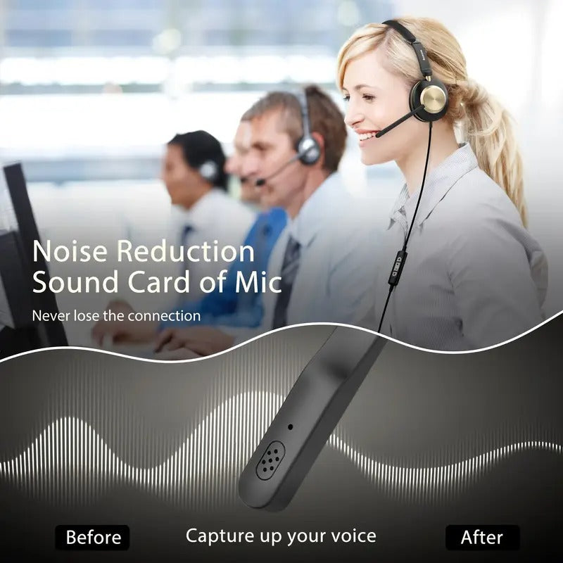 USB Wired Headset with Noise-Canceling Mic