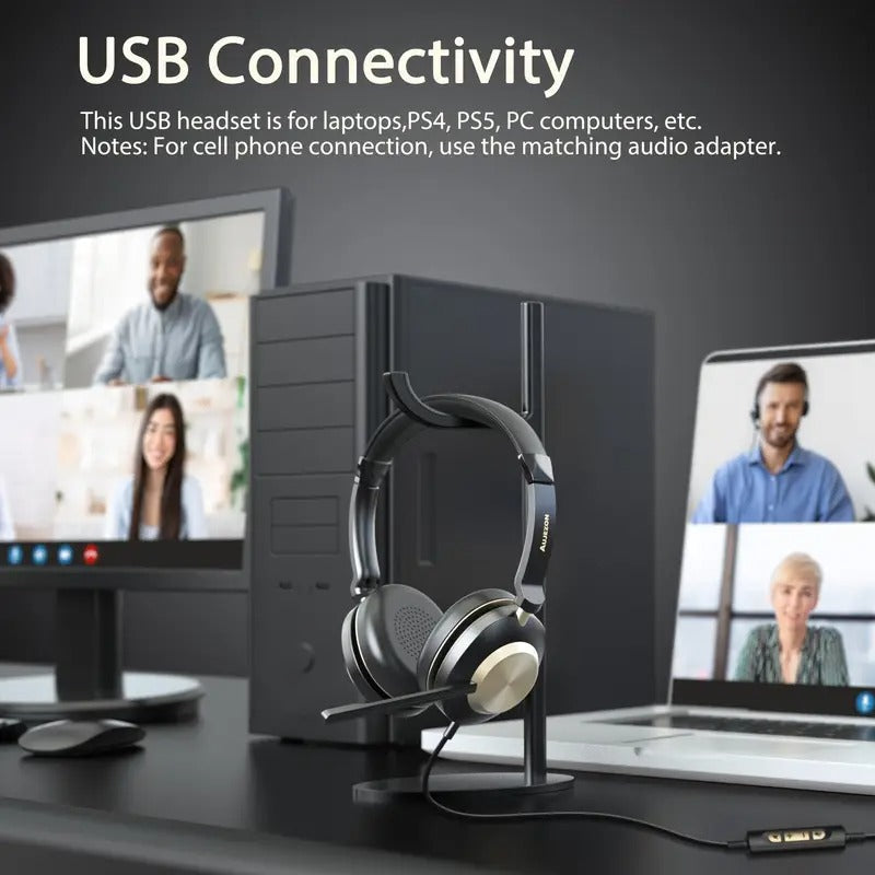 USB Wired Headset with Noise-Canceling Mic